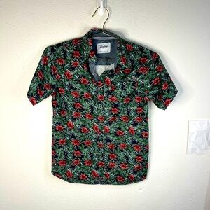 Craft + Flow Voyage Boys M 10/12 Hawaiian Aloha Shirt Floral Button-Up Summer